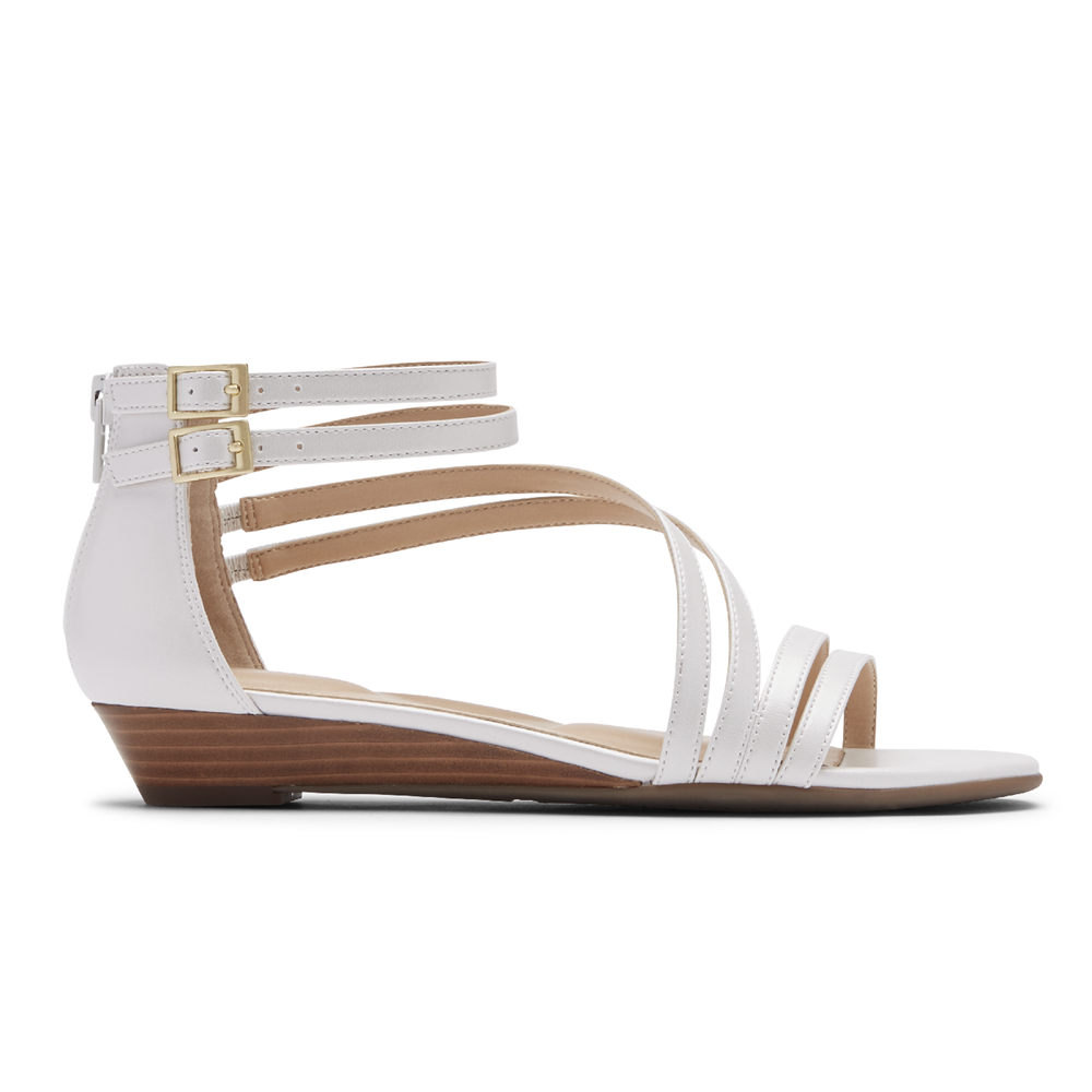 Rockport Womens Sandals White - Total Motion Zandra Asymmetrical - UK 651-LTIWVO